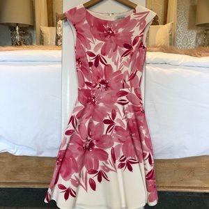 WHBM Pink Floral Fit & Flare Dress